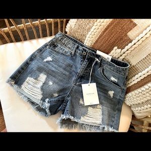 Kancan Distressed Medium Wash Shorts